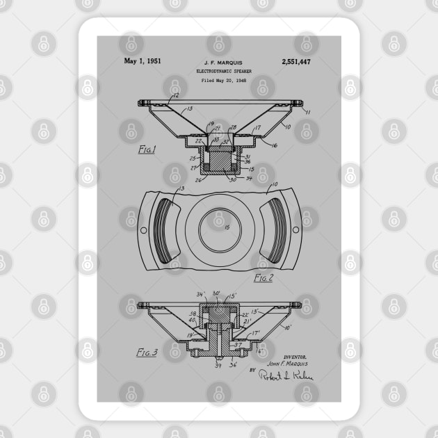 Audio Speaker Patent Blueprint 1951 Sticker by MadebyDesign